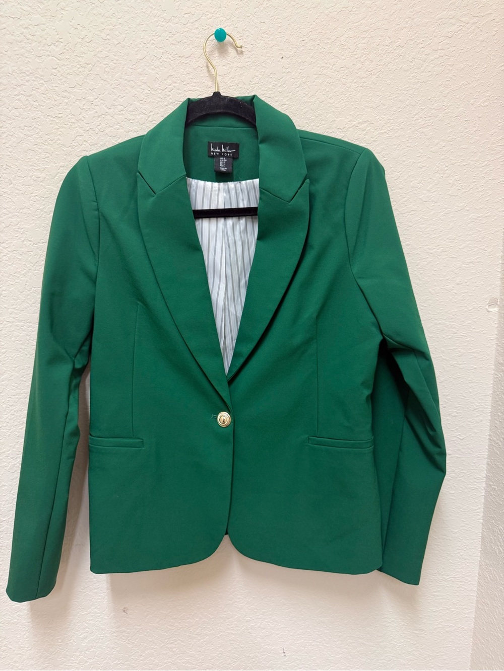 Nicole Miller Emerald Green Single-Button Blazer